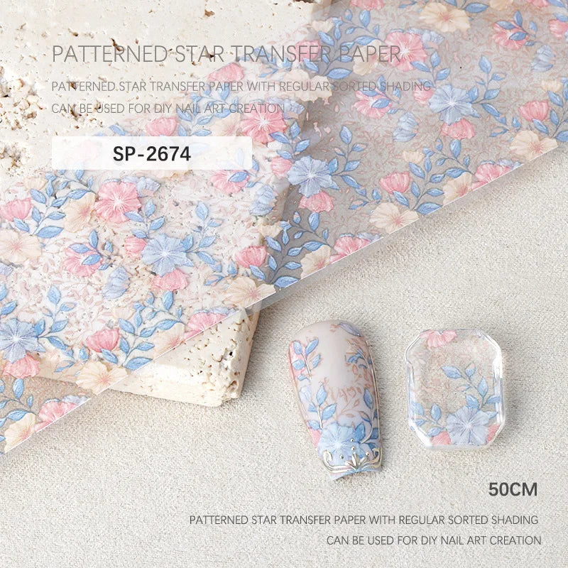 Rose Flower Nail Art Foils Transfer Paper Stickers Designs Floral Zpaxo SP-2674