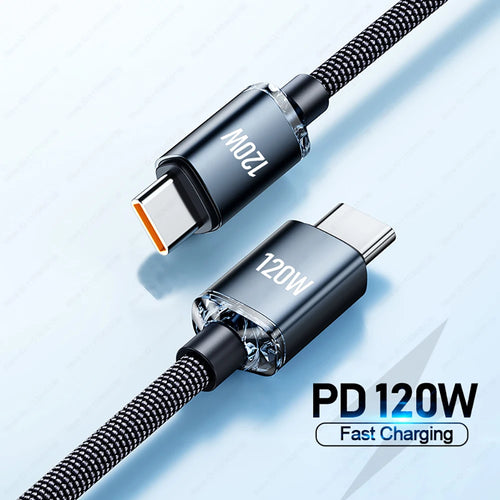 120W 7A Type C to Type C Cable For Iphone 16 Xiaomi Oneplus Mobile Phone Fast Charge USB C Cable Type C Quick Data Charger Cords Zpaxo