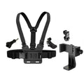 1 PC Adjustable Phone Clip Holder With Chest Strap Fixation Bracket for Sport Camera Mobile Phone Camera Black Holder Accessory Zpaxo 1 set