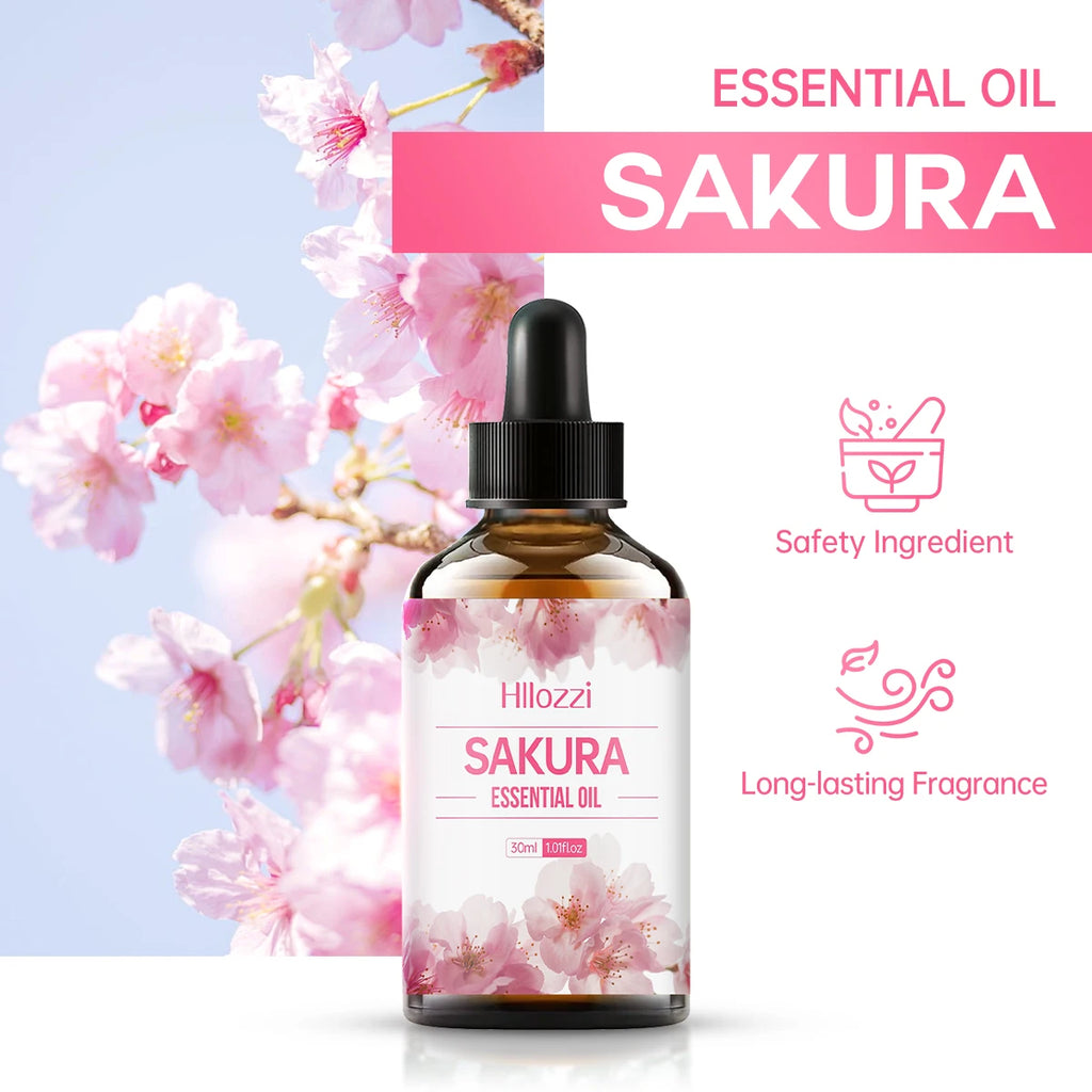 100ml/60ml/30ml Cherry Blossom Essential Oil is suitable for facial skin care, body care, aromatherapy, aromatherapy essential o Zpaxo