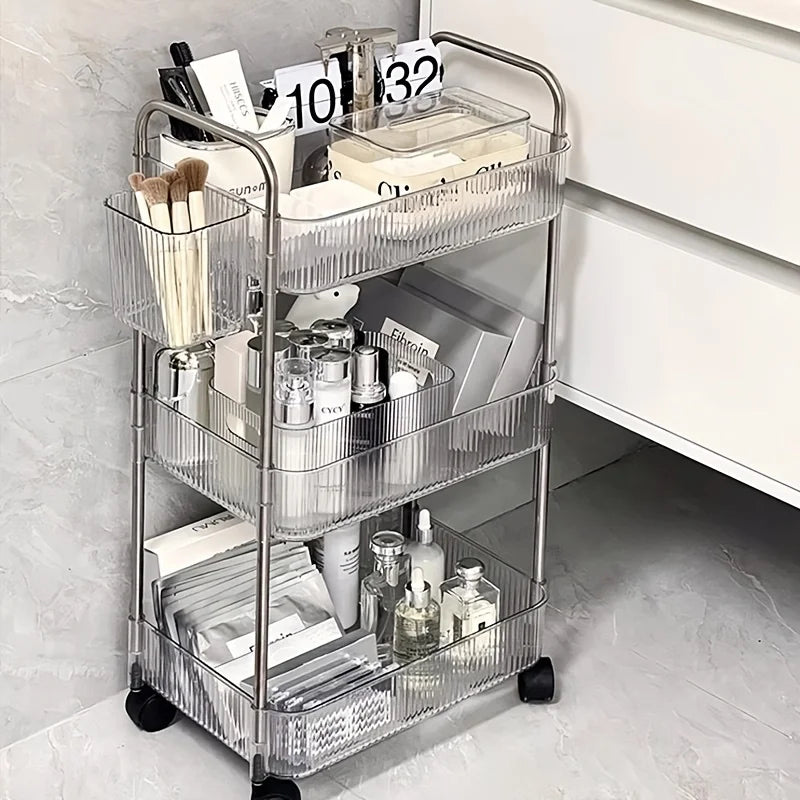 Modern Universal Wheel Design Transparent Acrylic Rolling Storage