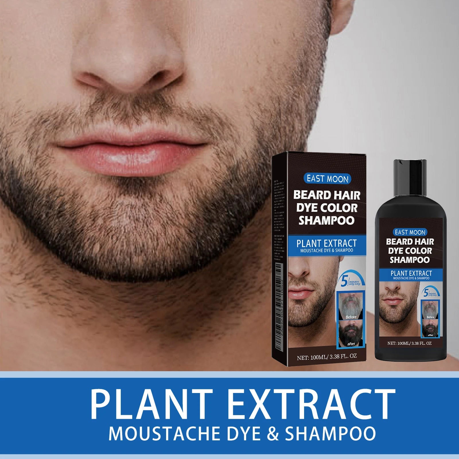 100ml Herbal Extract Fast Permanent Black Dye Grey Hair Shampoo Natural Black Beard Dye Shampoo For Men Hair Color Dye Cream Zpaxo