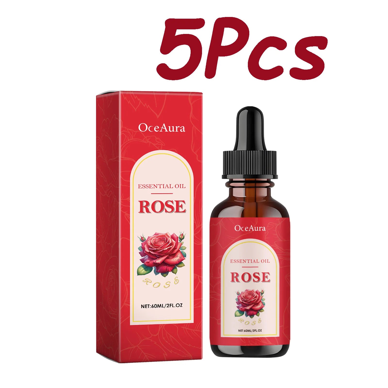 OceAura Rose Essential Oil – Moisturizing Face & Body Oil 60ml Face & Body Oil Zpaxo 5Pcs 60ml Boxed