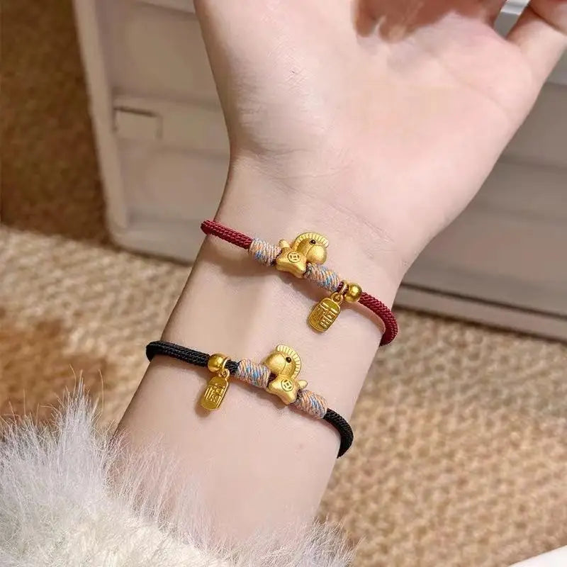 Festive Red Woven Rope Bracelet 2026 Horse Year Charm Women S Jewelry Zpaxo