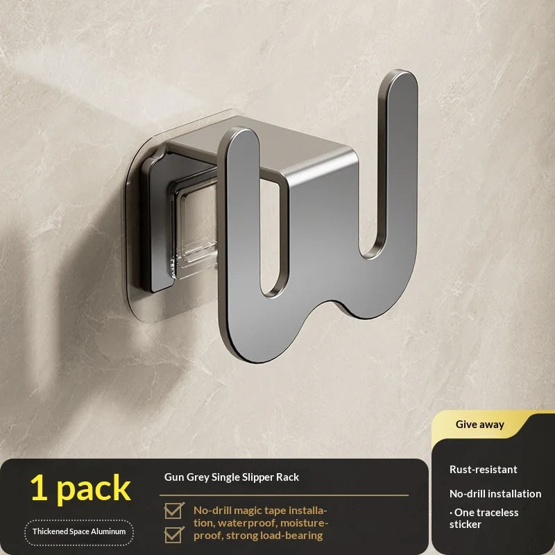 New Bathroom Slipper Rack, Wall-mounted, No-drill, Drip-drying Hook on The Wall Behind The Bathroom Door, Shoe Storage Shelf Zpaxo gery 1PC