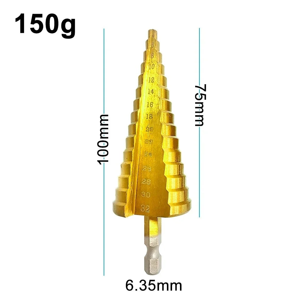 3-Piece Titanium Step Drill Bit Set – 3-12, 4-12, 4-20mm Hex Step Drill Bit Set Zpaxo