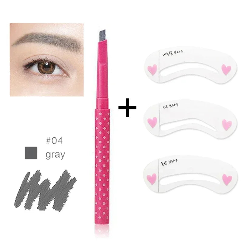 Waterproof Eyebrow Pencil Eye Brow Card Stamp Lady Rotating 3 Shaping Zpaxo 04 With card