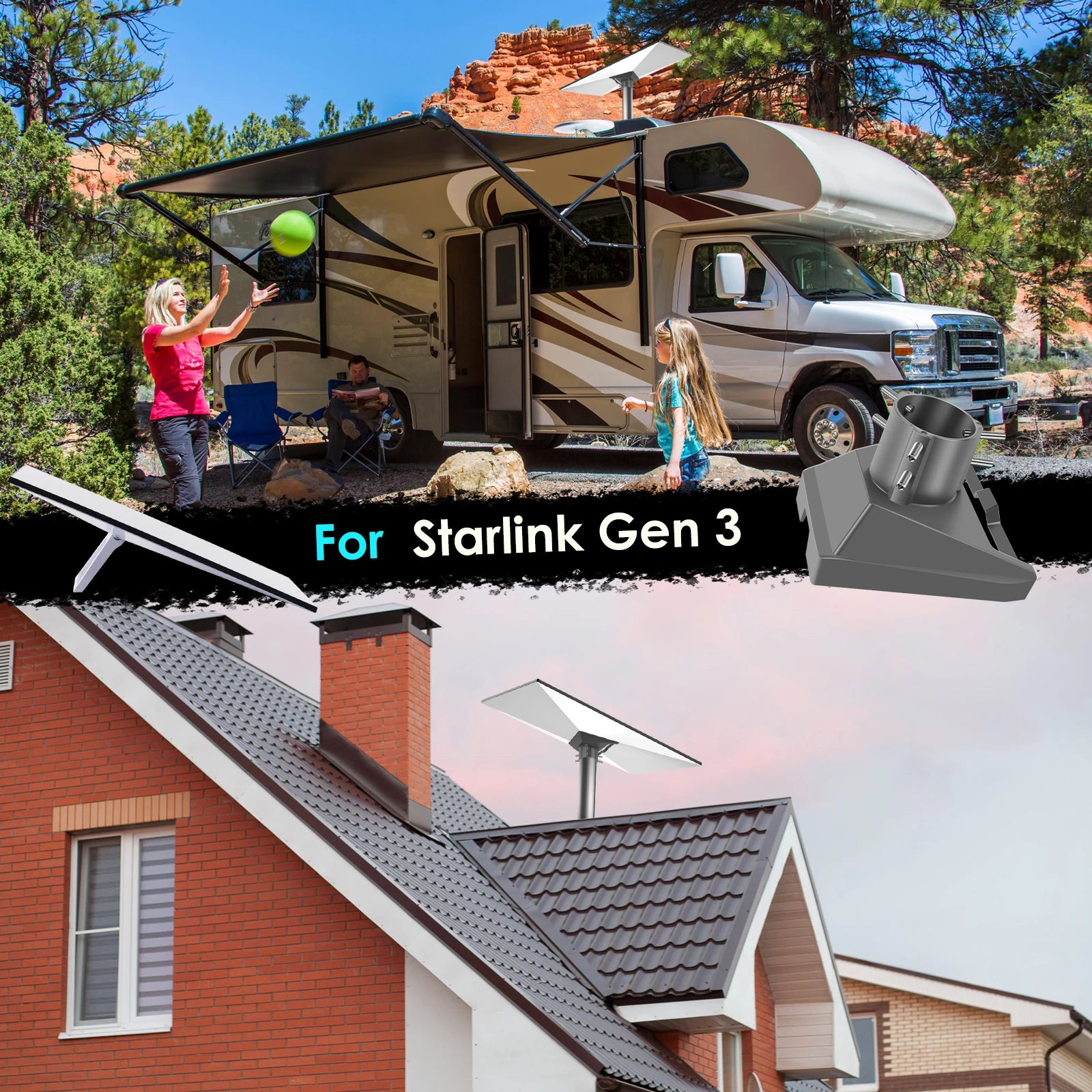 Mounting Pole Adapter Kit for Starlink Gen 3 Dish Rustproof Aluminum Alloy Pipe Adapter Mounting Kit Diameter 1-2 Inch Pole 2025 Zpaxo