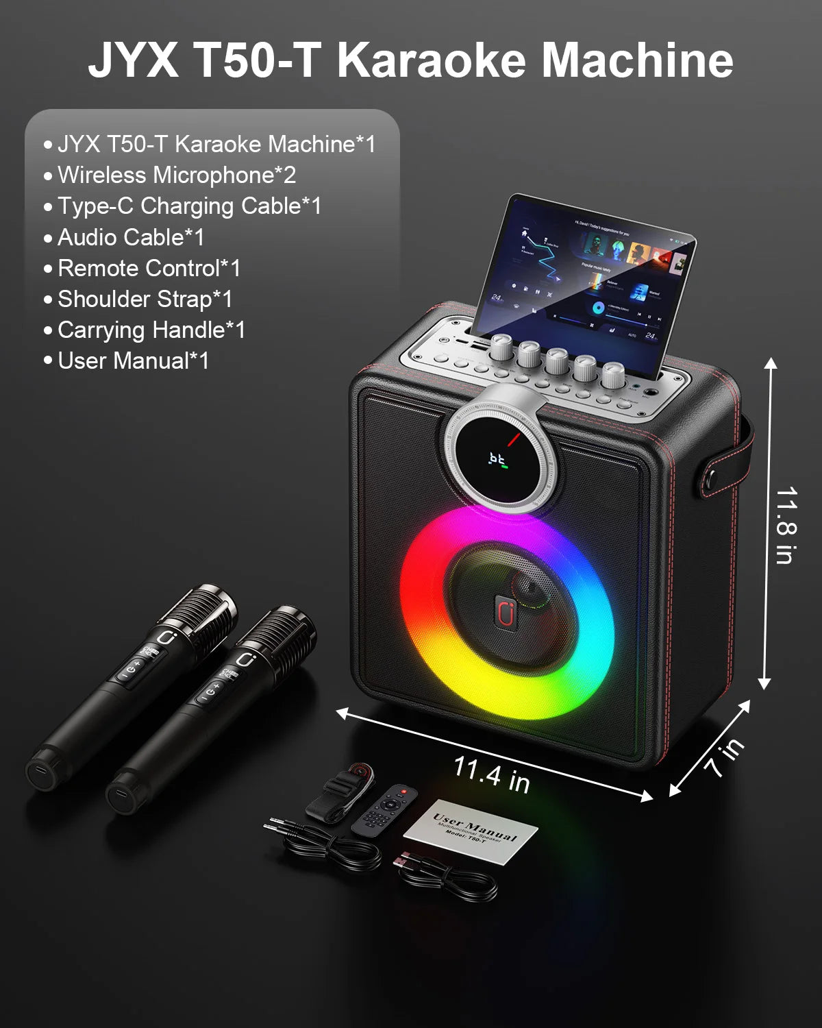 T50-T Karaoke Machine Portable Bluetooth Speaker 2 Wireless