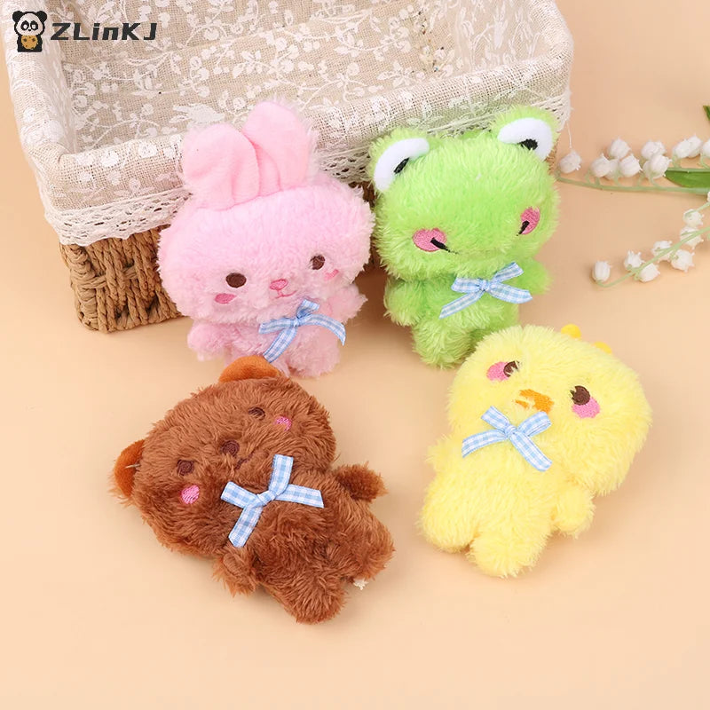 ▶1Pcs Cartoon Mini 4 Animal Little Bear Rabbit Frog Chicken Stuffed Plush Toy Plush Animal Keychain Decorate Zpaxo