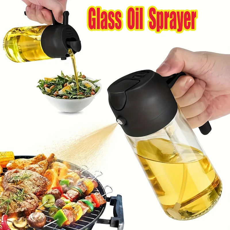 2in1 Glass Oil Sprayer Spray Bottle Tank BBQ Kitchen Baking Picnic