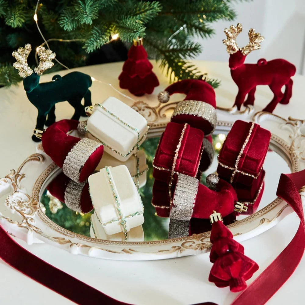 Flocked Wine Red Christmas Ball Ornaments – Elk Wreath Pendant Christmas Tree Ornament Zpaxo