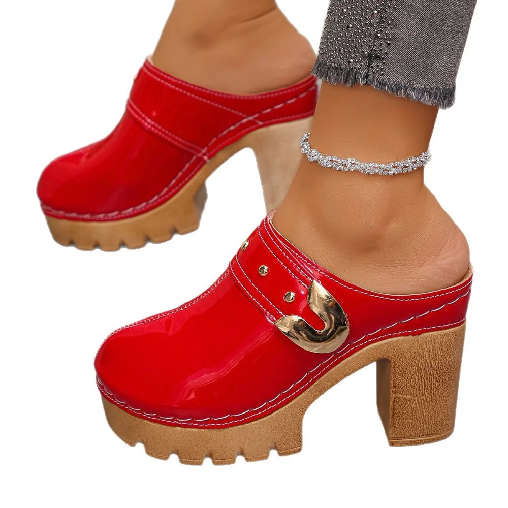 Women's Heels Slippers Height Increase Lady Summer Retro Sandals