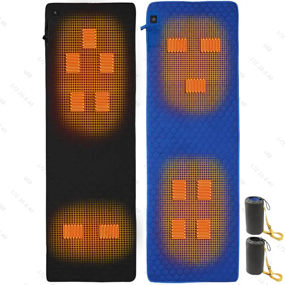 USB Heating Sleeping Mat 7 Zones Heated Mattress Adjustable Temperature Electric Heating Pad for Outdoor Camping Tent Mat Zpaxo