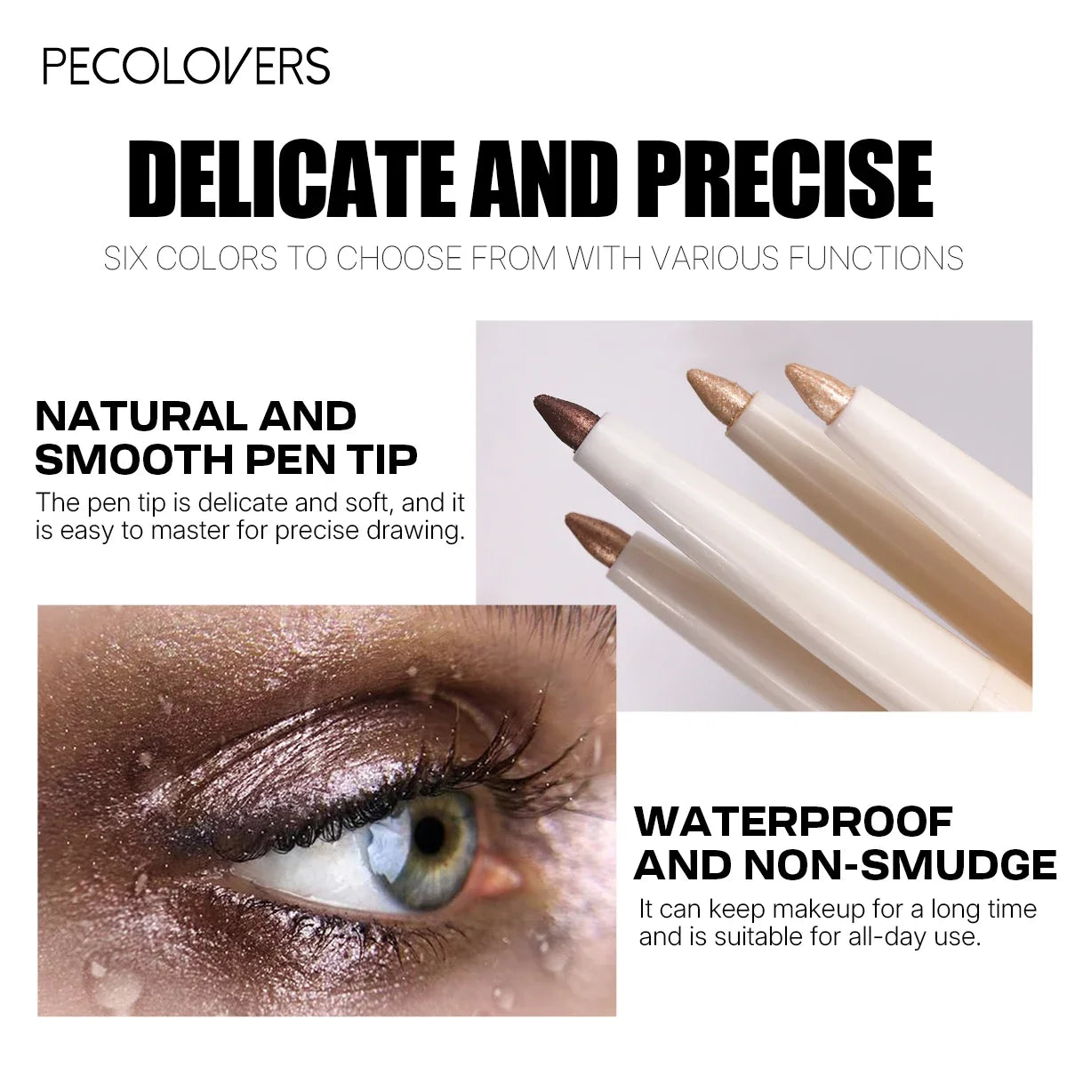 1 pc Smooth Nib Lying Silkworm Pen, Waterproof and Long-Lasting, Multi-Functional Lying Silkworm Pen, Eye Cosmetics Zpaxo