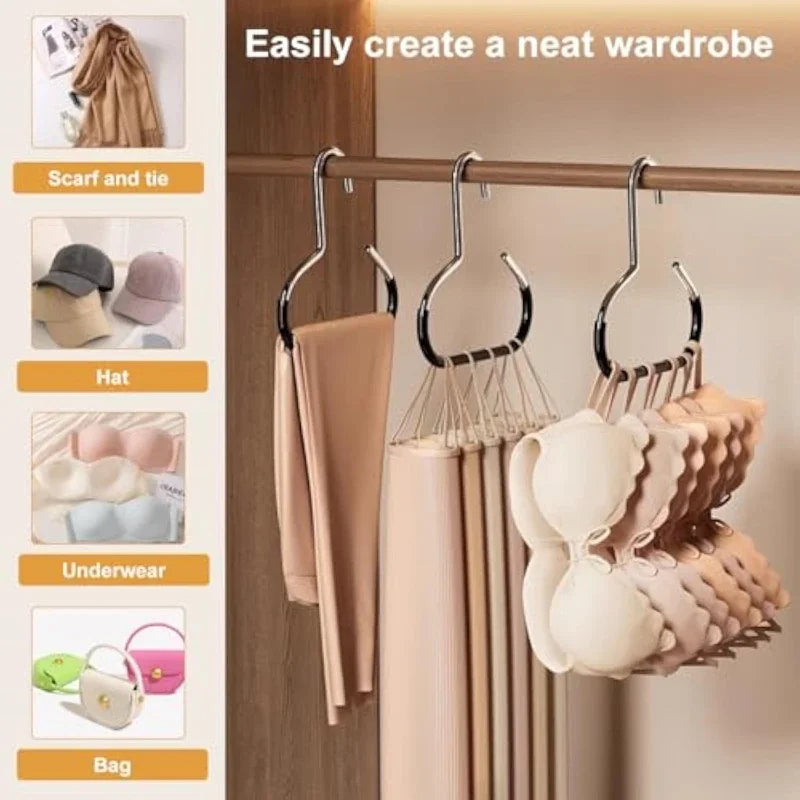 Tie Hanger Multifunction Hooks Circle Ring Hat Hanger Non-marking Non-slip Hat Storage Hook Scarf Towel Tie Hanging Rack Zpaxo