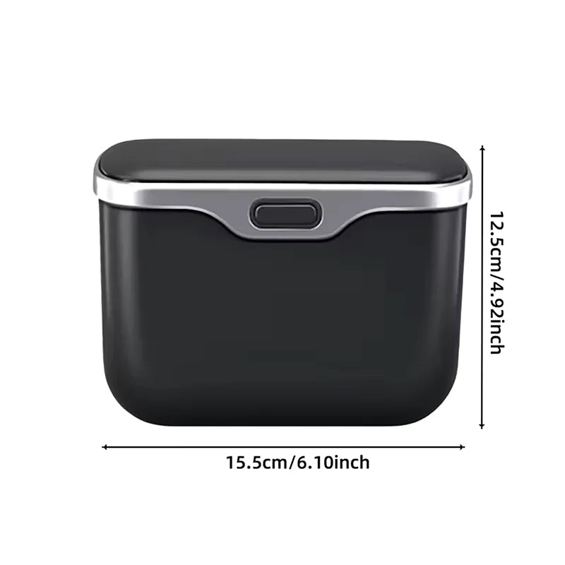 Car Trash Can – ABS Rolling Cover, Dry & Wet, Universal Fit