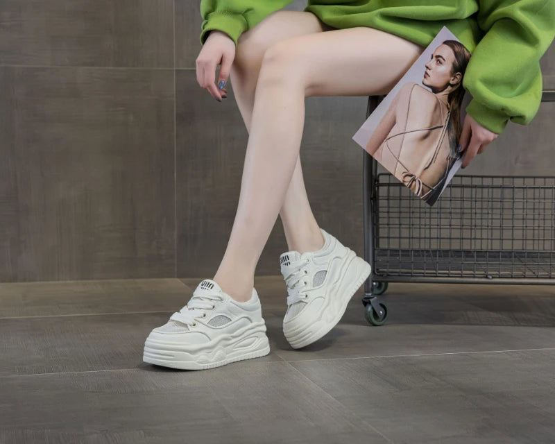 White Sneakers Women All Matchspring Autumn Thick Sole Fashion Sport Zpaxo White Mesh 40 China Mainland