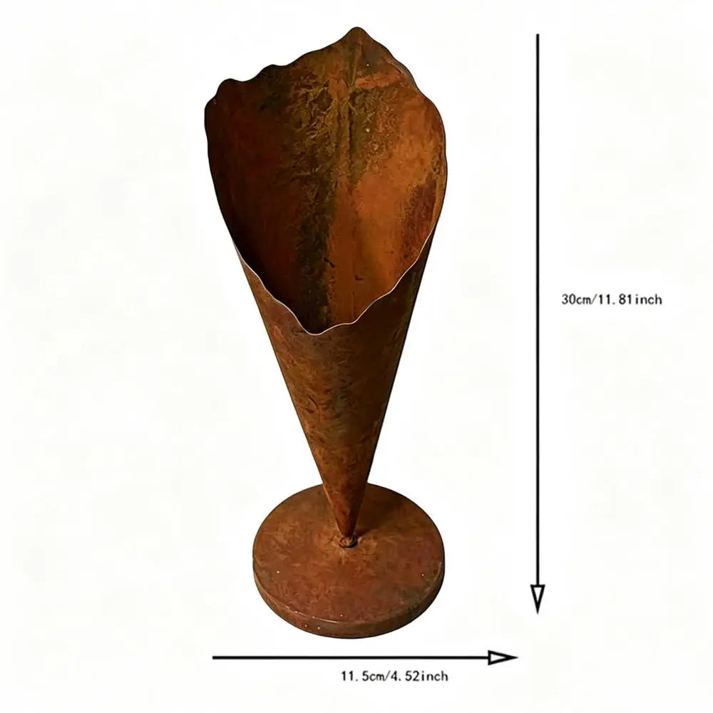 Cone Shape Flower Pot Geometric Rustic Container Decorative Metal Plants Pot for Garden Balcony Entrance Floor Women Grandma Zpaxo China Mainland S