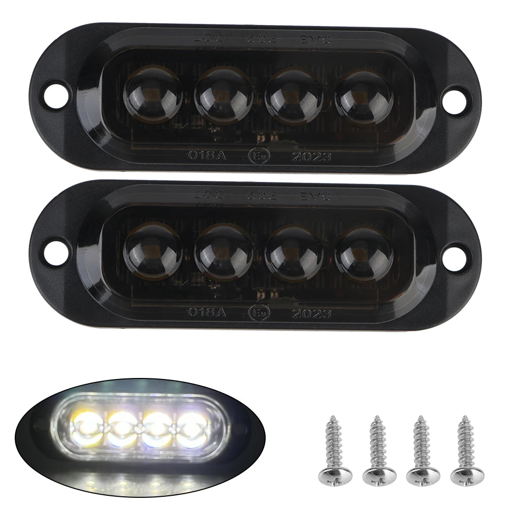 4LED LED Side Light Car Truck Trailer Beacon Lamp Warning Light DC 12V 24V Marker Light Waterproof Zpaxo Black white