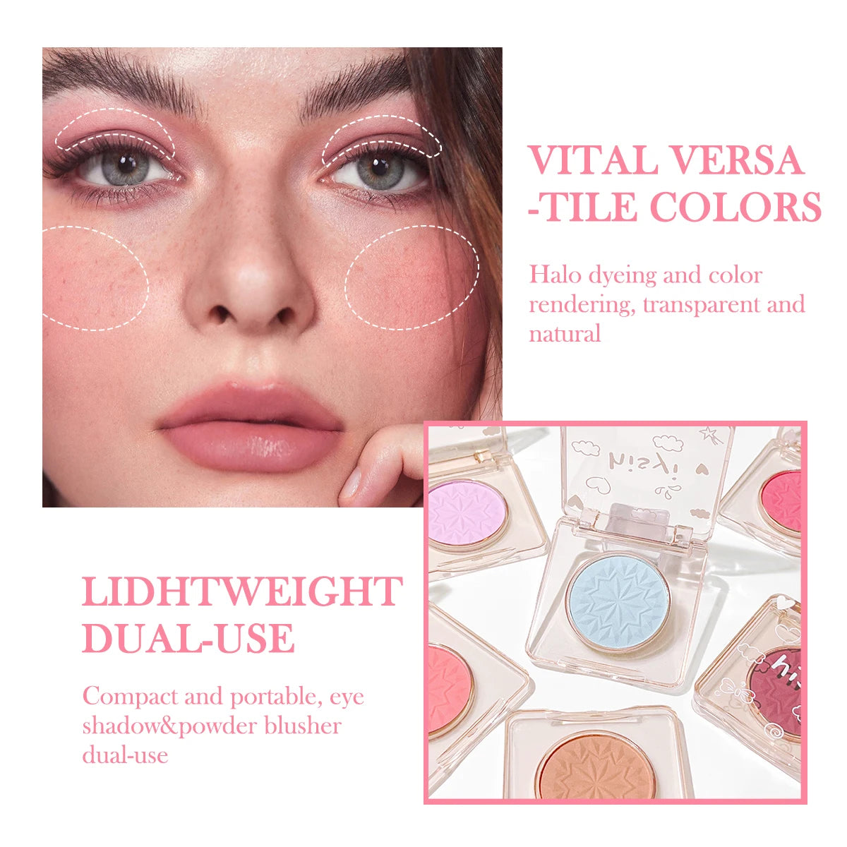 HISYI Single Blush Waterproof Whitening Matte Fine Flash Natural Nude Zpaxo
