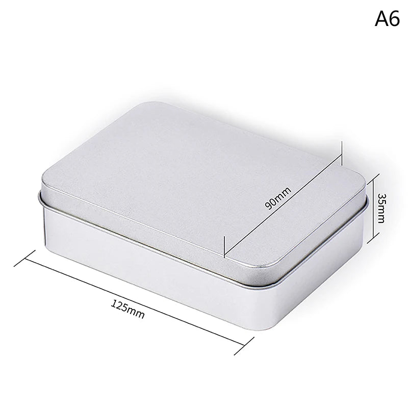Small Sliver Rectangular Coin Jewelry Tin Storage Box Empty Metal