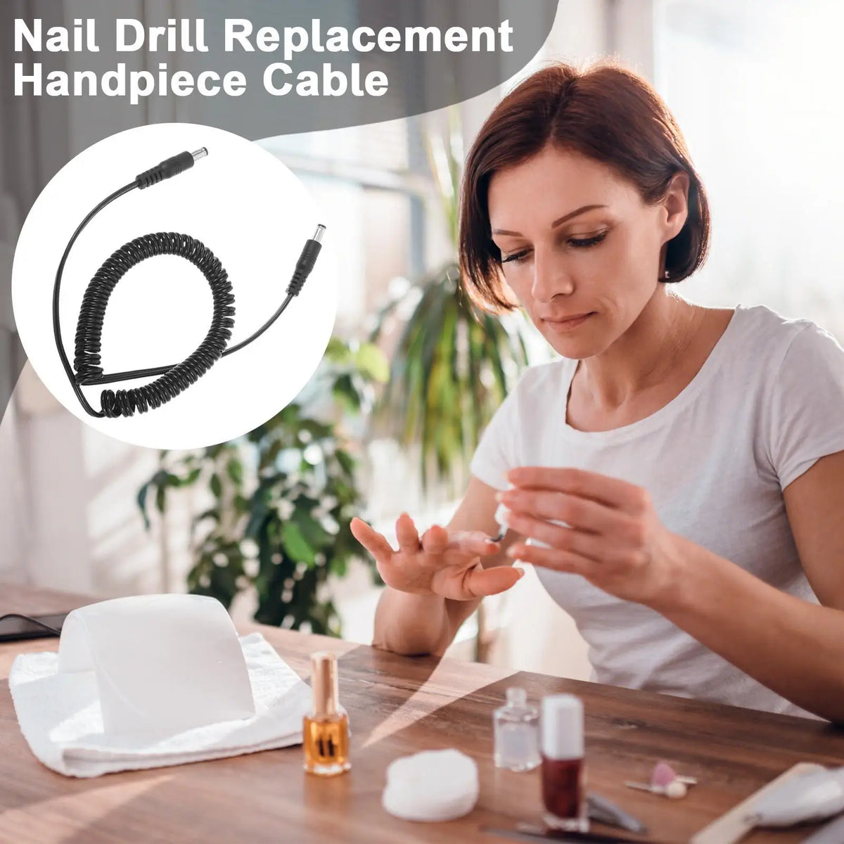 Nail Drill Cord Electric Manicure Machine Power Cable Motor Cord for Women Beginners Home Salon Art Studio Professional Workshop Zpaxo