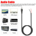 1m RCA Male Plug Bare Wire Open End Pigtail Audio Speaker Subwoofer