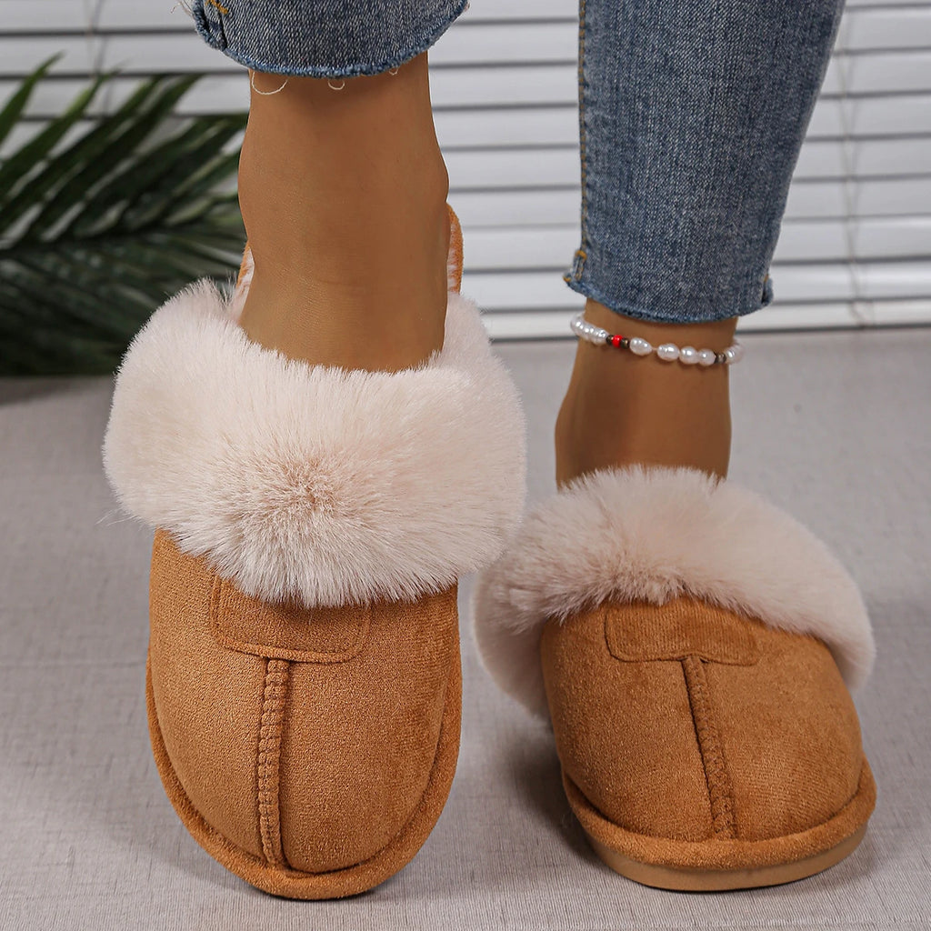 Woman Cotton Slippers 2025 New Closed Toe Warm Slippers Women Thicken Plush Winter Home Shoes Lightweight Indoor Slides Woman Zpaxo