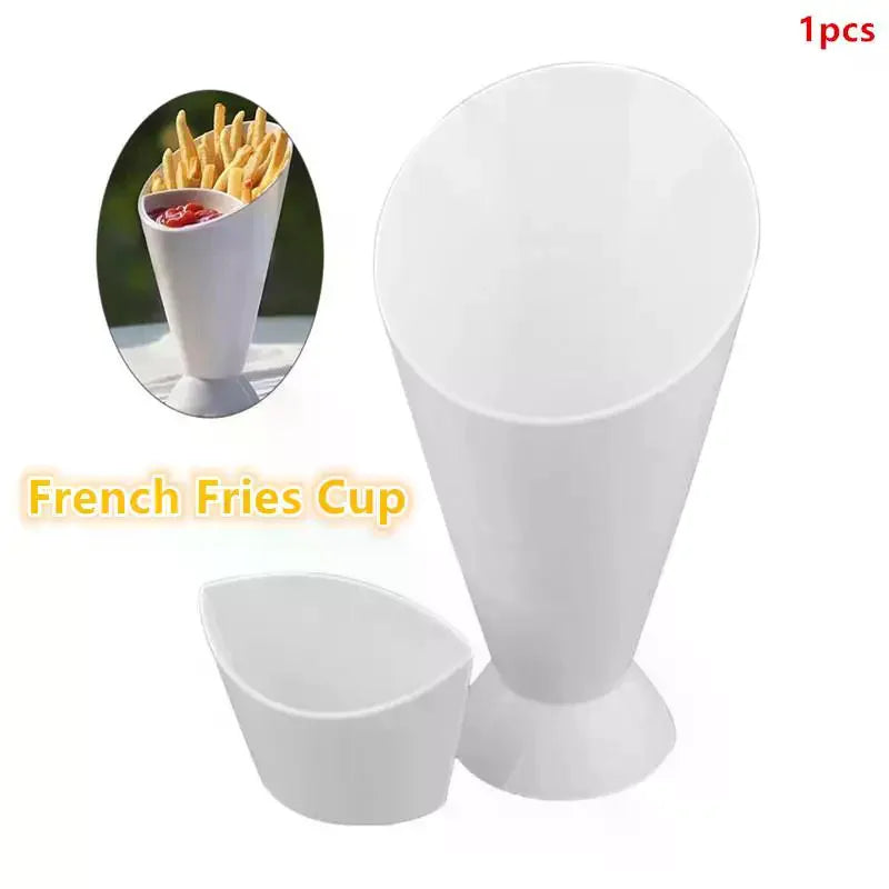 Fries Shelf Holder Assorted Sauce Chips Dip Snack Cone Stand Plastic Dip Cup Two Cup-mouth Tableware Tray Container Kitchen Tool Zpaxo