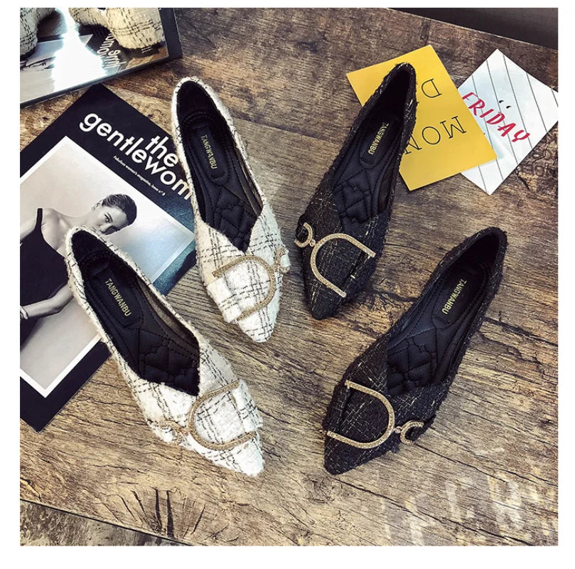 Flats Shoe Women's 2023 New Spring Autumn Korean Square Toe Shallow Gentle Fashion Temperament Large Size Woman Shoes Luxury Zpaxo