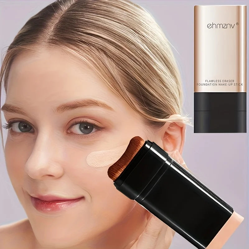 Watery Double-Headed Foundation Stick with Brush, Natural Long-Lasting Flawless Makeup For Facial Concealer Cosmetics Zpaxo