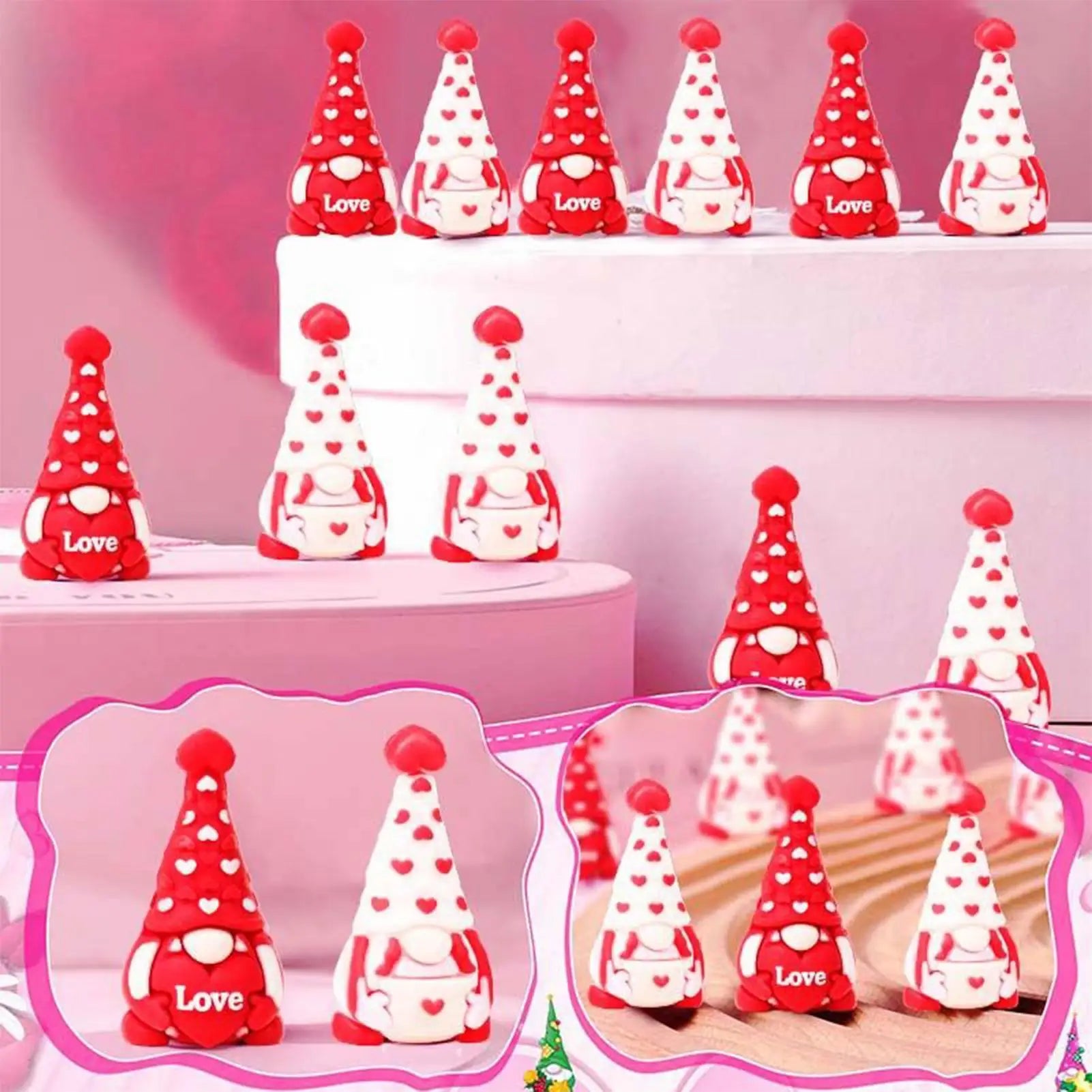 Valentines Gnomes Decor 30 Heart Mini Figurines Holiday Decorations