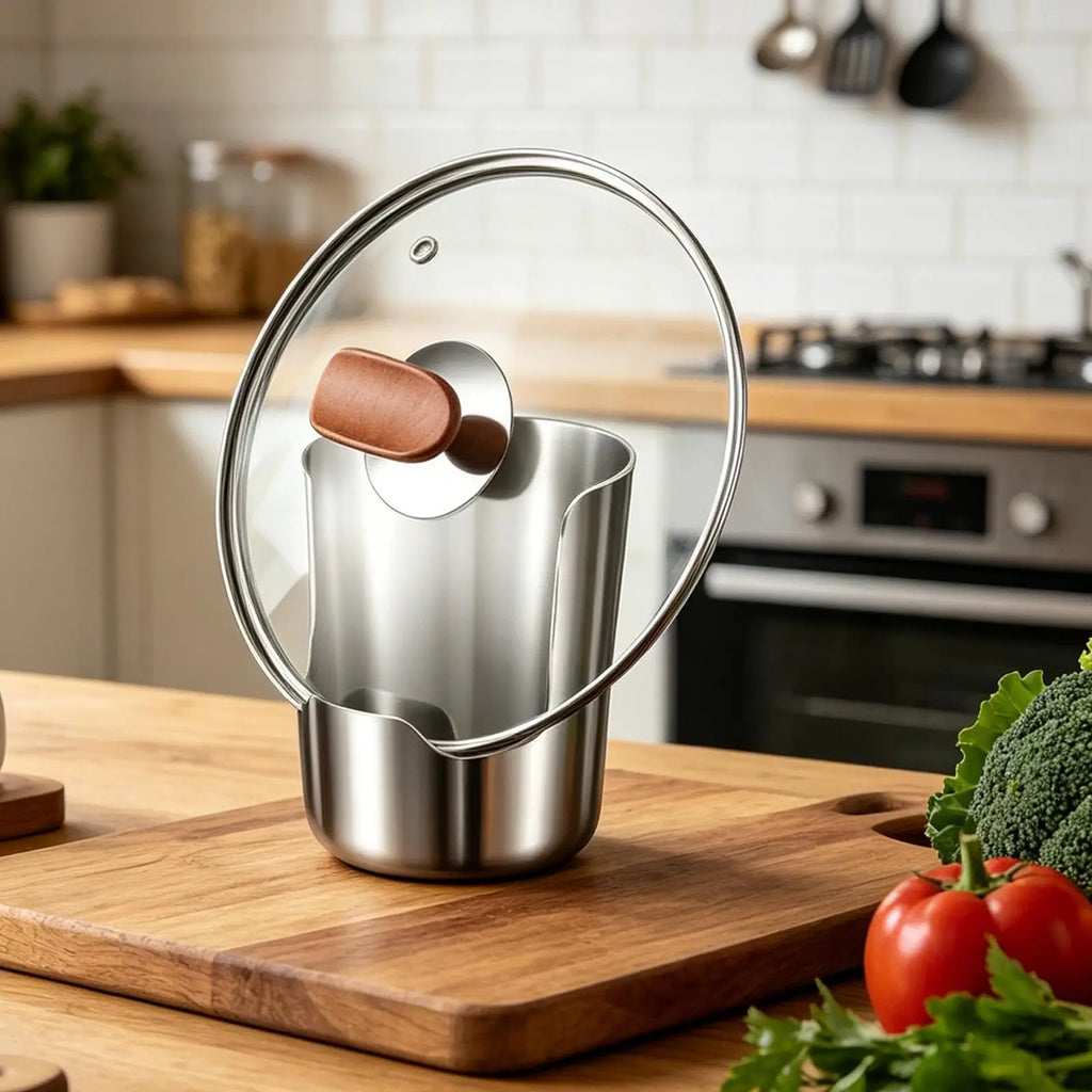 Lid Holder While Cooking Multifunctional Stainless Steel Vertical Stand Spoon Rest for Kitchen Counter for Counter Cabinet Zpaxo