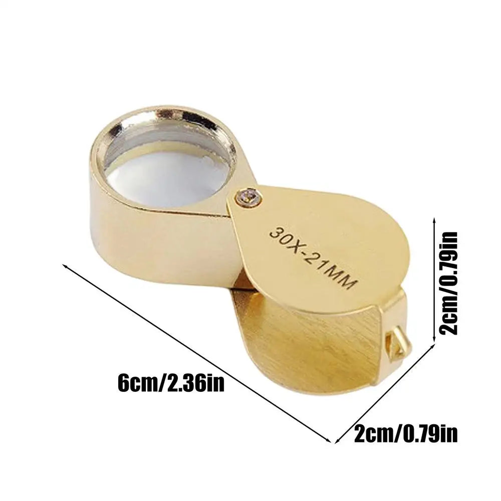 30X Pocket Loupe Magnifier – Foldable Jewelry & Reading Glass Pocket Loupe Magnifier Zpaxo Gold