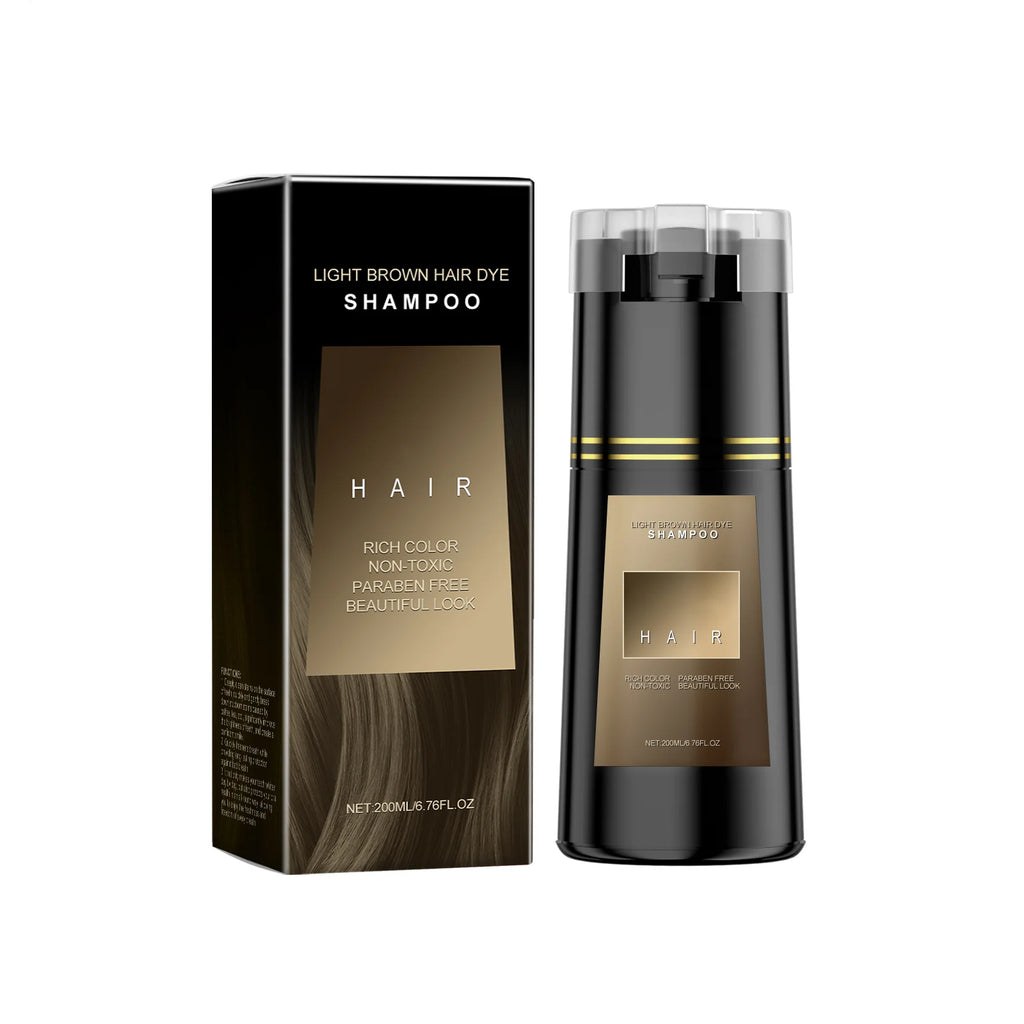 Plant Extract Hair Dye Shampoo – 2-in-1 Color & Cleanse Hair Dye Shampoo Zpaxo Light Brown Color