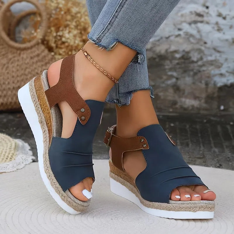 Women Wedges Sandals 2024 New Summer Lightweight Shoes for Women Platform Casual Sandals Women Beach Luxury Designer Sandals Zpaxo Navy blue 36