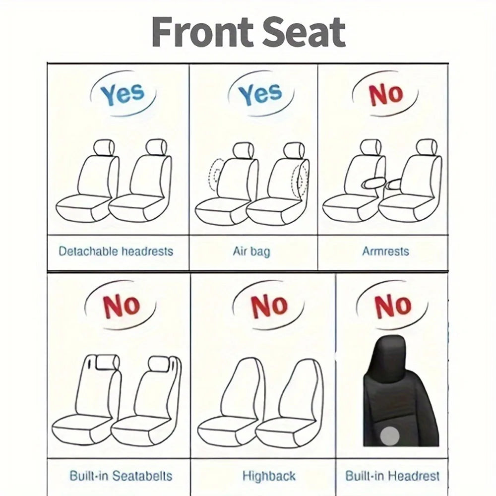 1/2PCS Universal PU Leather Set Car Seat Covers Full Surround Protection Easy Installation & Maintenance Front Car Seat Covers Zpaxo