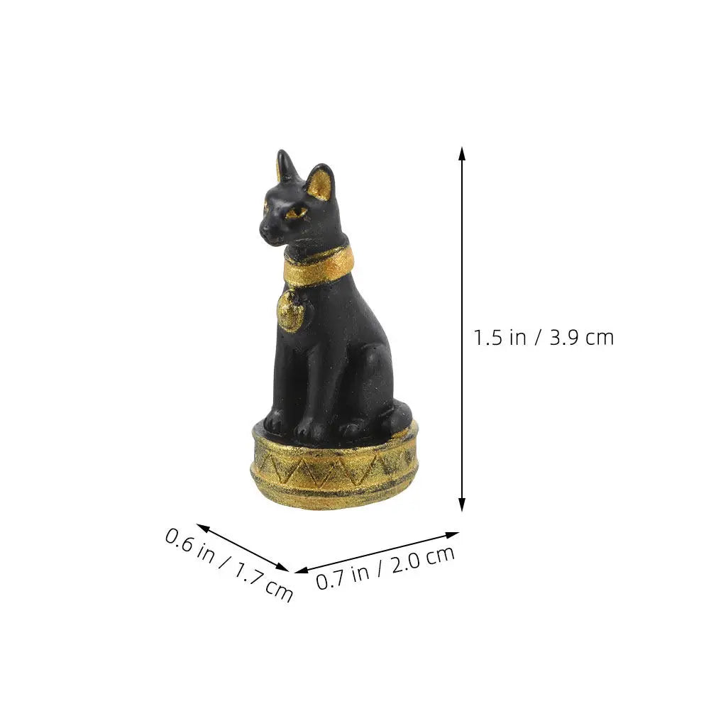 Miniature Egyptian Cat Statues Resin Sculptures Small Animal Decor
