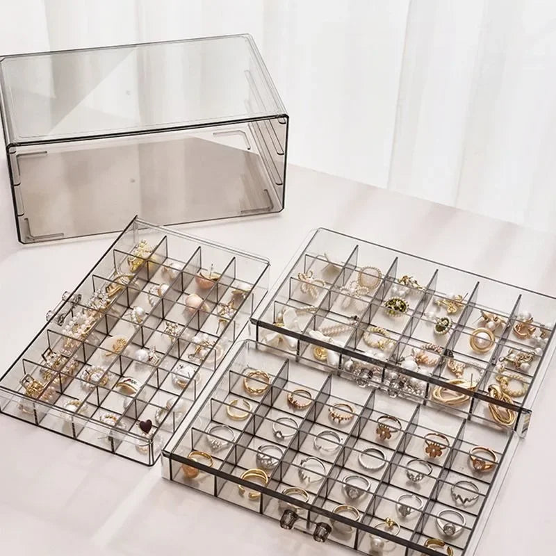 Earring earring storage box, jewelry storage box, 5 drawers transparent jewelry display rack, with 120 small lattice jewelry box Zpaxo