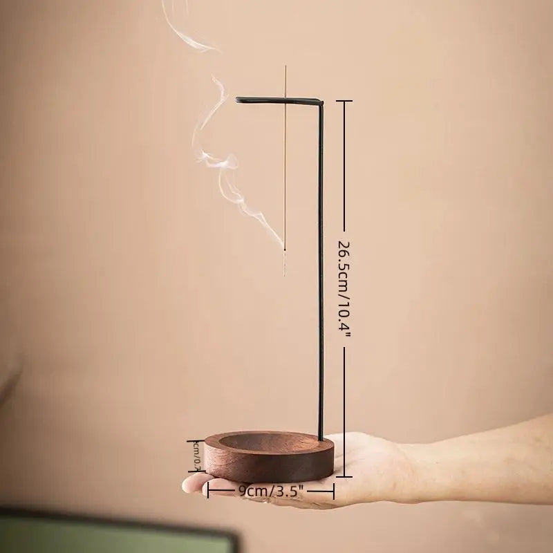 Upside Down Incense Burner – Wood & Metal Anti-Ash Stick Holder