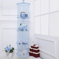 Foldable Plush Animal Storage Net 4 Compartments Hanging Mesh Toy Storage Hammock For Kids Room Toys Gloves Hats Socks Zpaxo Blue
