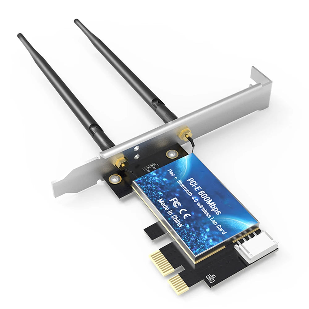 2.4G/5GHz 600Mbps WIFI PCI Express Network Card Wireless Bluetooth-Compatible PCI-E LAN Card 802.11 ac/b/g/n Adapter Zpaxo