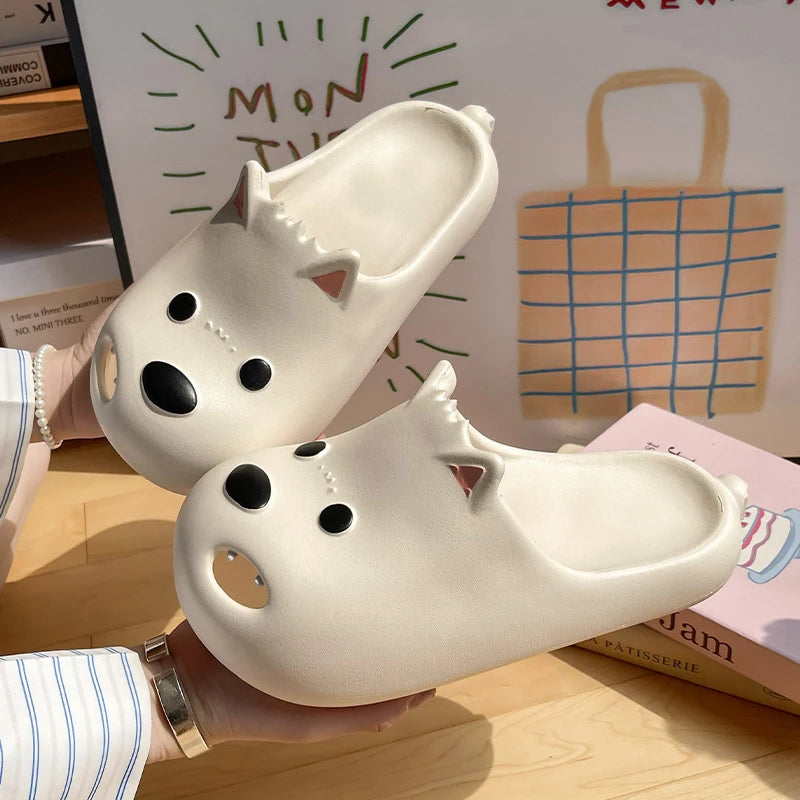 Unisex Cartoon Dog Cloud Slippers EVA Thick Sole Non Slip Slides