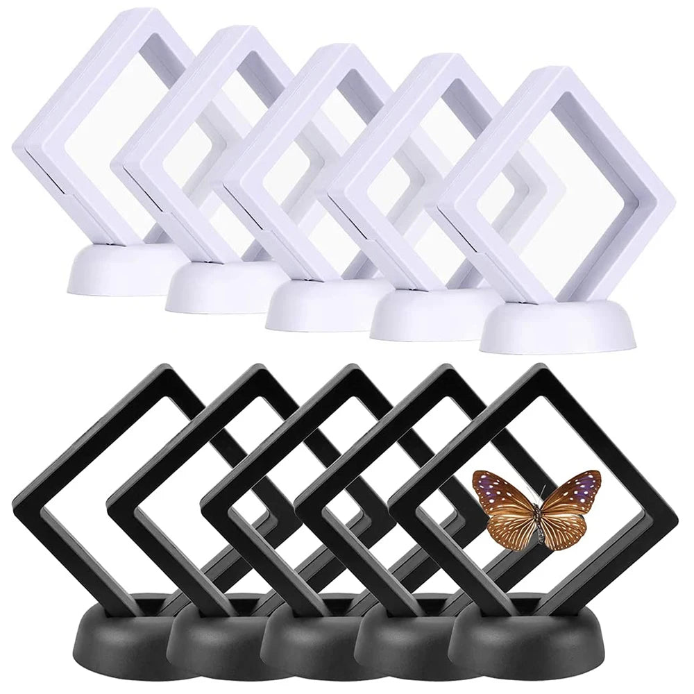 5Pcs Floating Display Case Frame Ring Necklace Earring Packaging Box Jewelry Coin Display Stand Holder Zpaxo