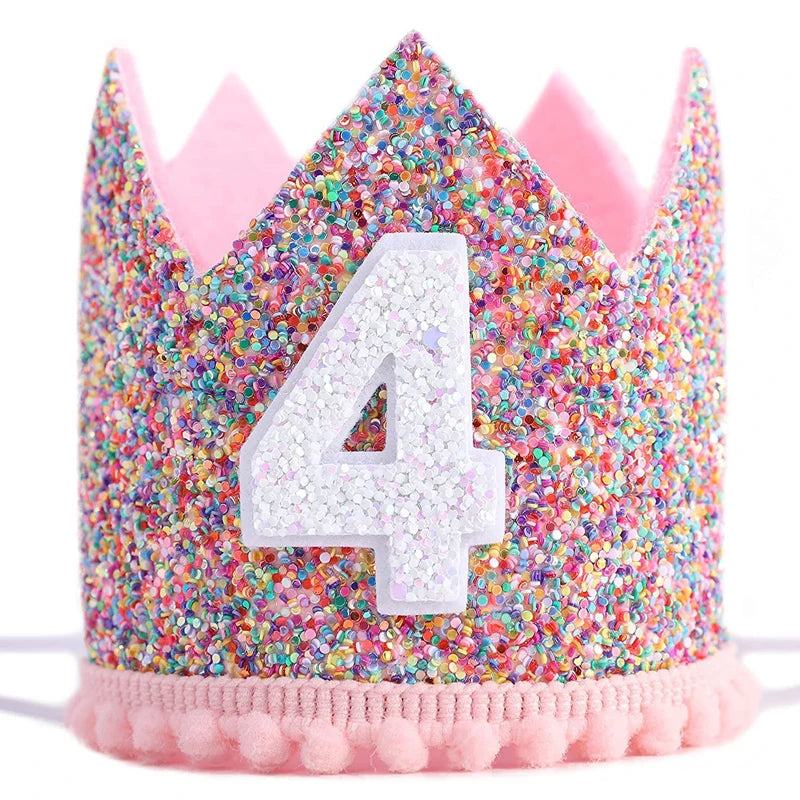 Pink Princess Crown Baby Birthday Party Hat Half Year Old 1st 2nd 3rd Zpaxo Colorful 4