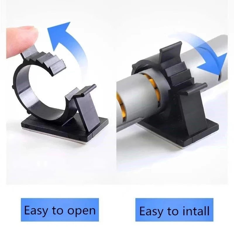 10pcs Adjustable Self-Adhesive USB Cable Organizer Clips Wire Ties Mounts Clamp Clip Organizer Desk Cable Cord Management Holder Zpaxo
