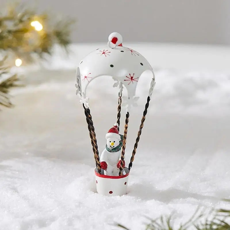 Bucolic Metal Santa Reindeer Hanging Ornament Holiday Window Display