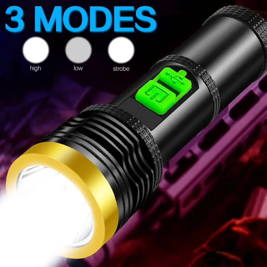 POCKETMAN 3800 Lumen USB Rechargeable LED Flashlight – 3 Modes