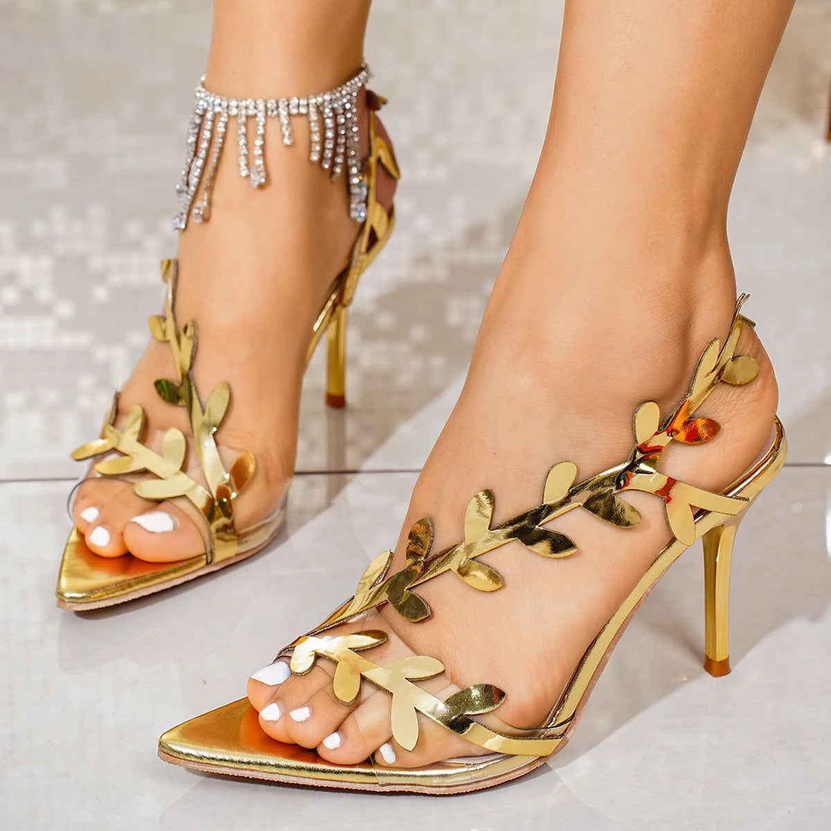 Women Sandals 2026 High Heels New Shoes Leaf Fairy Style Stiletto High Heels Shoes Pointed Open Toe Fashion Sexy Women Sandals Zpaxo